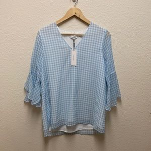 Calvin Klein Gingham Ruffle Blouse Medium